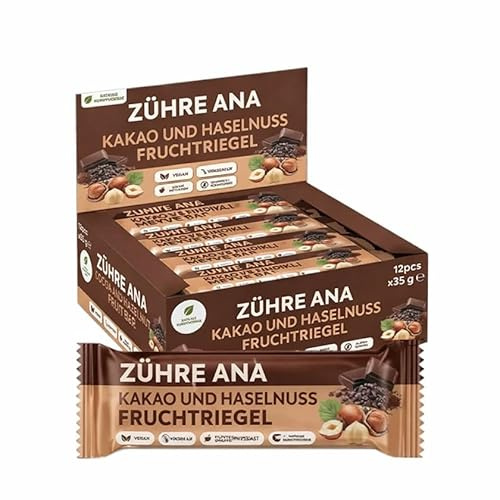 Zühre Ana Kakao Haselnuss Fruchtriegel 12x35g – Vegan, Glutenfrei, Zuckerfrei