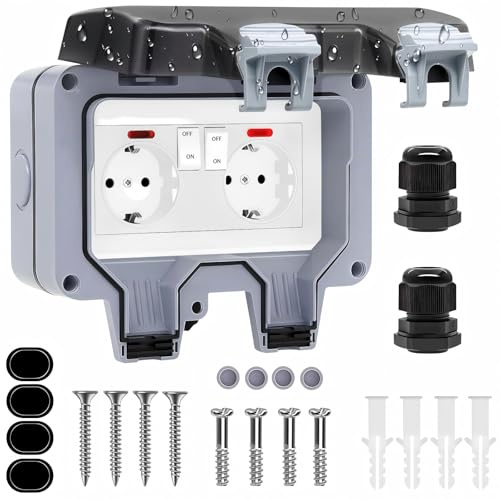 Presa Esterna Impermeabile IP66 con Coperchio Ribaltabile, Interruttore