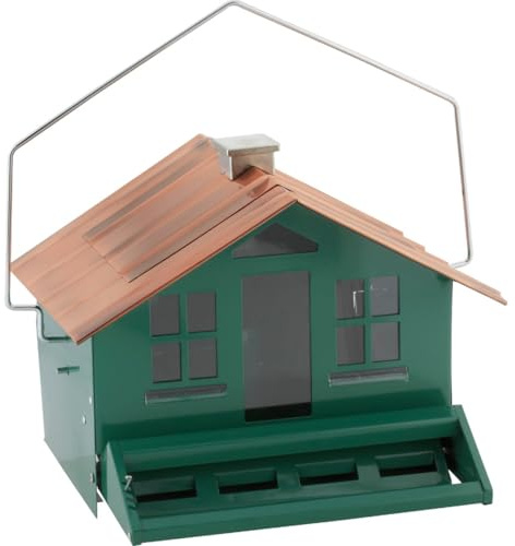 Perky-Pet 339-1SR Squirrel-Be-Gone II Home Style Bird Feeder with Chimney, Squirrel Proof Bird Feeder with Weight-Activated Perches, Large 8lb Capacity Outdoor Wild Bird Feeder