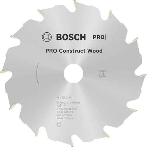 Bosch 1x PRO Construct Wood Kreissägeblatt, 150 x 2,4 x 20 mm | für Bauholz mit Mörtel und Nägeln, Holz mit Nägeln, Ø 150 mm, Professional Zubehör kabelgebundene Handkreissägen