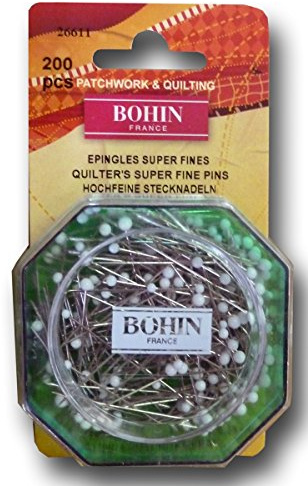 Bohin 26611 Hochfeine Stecknadeln vernickelter Stahl (200 Stück), weiß
