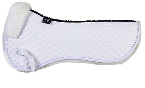 Engel Reitsport | SAKIS1-L-WEI-WEI | Sattelkissen mit echtem Merino Lammfell | Fellrand vorne | Steppstoff Weiss Fell Weiss | Grösse L