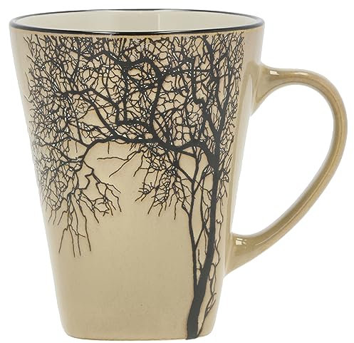 Villa Collection - Hela Mug Dia 35 cl - Tasse en Grès 9 x 11 cm - Café & Thés - Resistant & Design - Motif Bois - anniversaire, fête des mères, fête des pères, noel - Brun/Marron