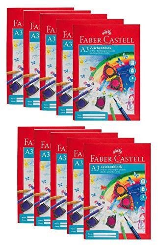 Faber-Castell 212048-10 - Zeichenblock DIN A3, FSC-Mix, perforiert, 20 Blatt, 10 Blöcke