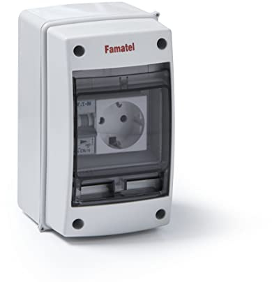 FAMATEL - Armario Acqua IP65 con magnetotérmico | 1 Toma TTL | 16A | 250V | Blanco