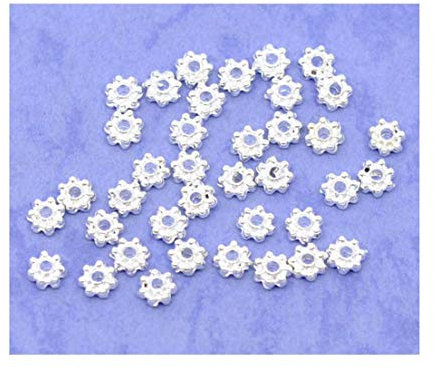 100 Flower Spacer Beads Silver Plated Bead Caps 4mm **Small** Findings J09688A