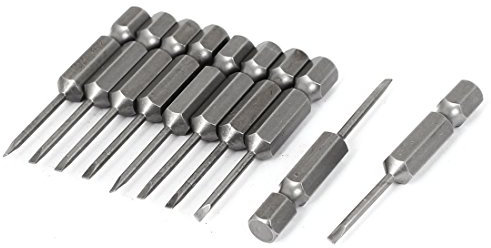 Sourcingmap 10pcs 1/4 Hex Shank 2mm Magnetic Slotted Screwdriver Bit 50mm Long