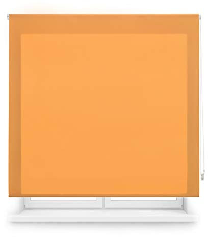 Blindecor Ara | Store enrouleur translucide uni - Orange, 120 x 250 cm (largeur x hauteur) | Taille du tissu 117 x 245 cm | Stores pour fenêtres