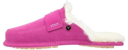 Vanuba - Damen Hausschuhe Abby 40 EU, Lammfell Pantoletten, Leder Badelatschen, Wolle, Bequeme Lammfell-Hausschuhe, Handgemacht - Rosa/Weiss