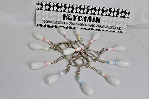 Schnooridoo 12 Stück BOWLING PINS Schlüsselanhänger Kegeln Kegel Pin