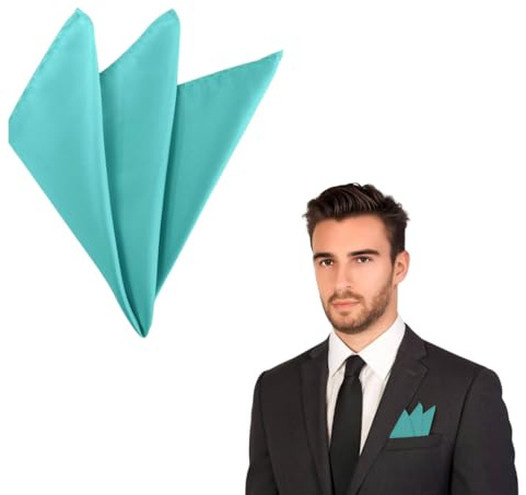 The Tie Co Premium Einstecktuch - Mattes Satin-Taschentuch für Herren, 29 x 29 cm, klassisches formelles Einstecktuch für Anzug, Hochzeit, Business, türkis, Einheitsgröße