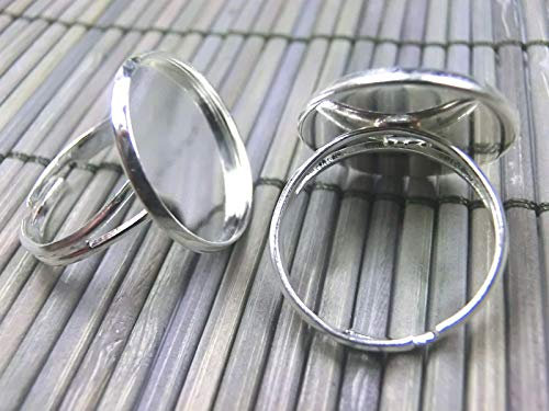beadsvision 10 Ringrohlinge für 20mm Cabochons Ringe Rohlinge verstellbar Farbe Silber #S189