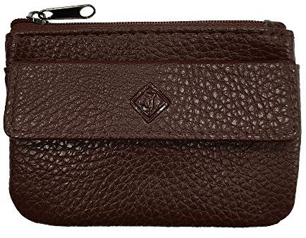 Porte Monnaie Cuir Homme/Femme pour Billets, Carte, Monnaie et clé, 2 Fermetures, Compact, en Plusieurs Couleur (Chocolat)-LOLUNA®