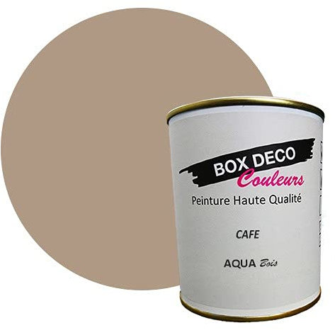 BOX DECO COULEURS Peinture bois intérieur extérieur à base d'acrylique aspect velours-satin Aqua Bois - 750ml, Marron Café