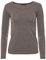 Easy Young Fashion - Damen Basic Rundhals Shirt - Langarm Unterziehshirt - Skinny Fit 1093 - Braun meliert L
