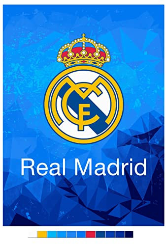 Real Madrid CF Manta Terciopelo 160 x 220 Cm (Cama 90 - 105 Cm) Azul Escudo Centrado