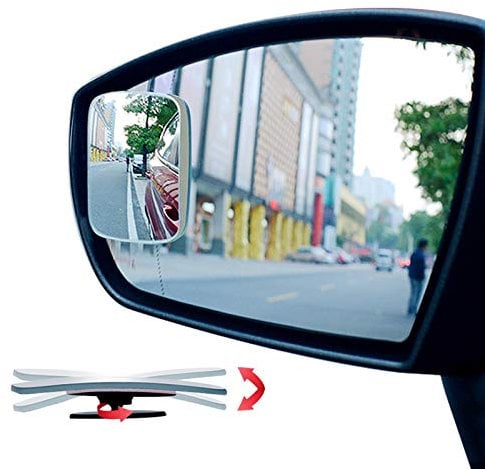 Ampper Rectangular Blind Spot Mirror, HD Glass Frameless Stick on Adjustabe Convex Wide Angle Rear View Blind Spot Car Mirror for Car Blind Spot, Pack of 2