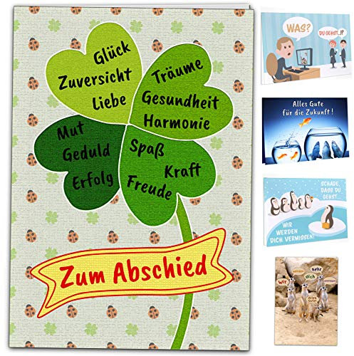 Kulinu 64749 - XXL A4 Abschiedskarte Kollegen - Edle Abschiedsgeschenk Karte - Lustiges Geschenk für Abschied Jobwechsel Ruhestand Pension Rente Büro Mitarbeiter Kollege Kollegin Freunde Chef