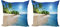ABAKUHAUS Wendekreis Dekokissen Kissenbezug 2er Pack, Suuny Ozean Palmen, Modern Accent Doppelseitiger Digitaldruck, 40x40, Grün und Weiß