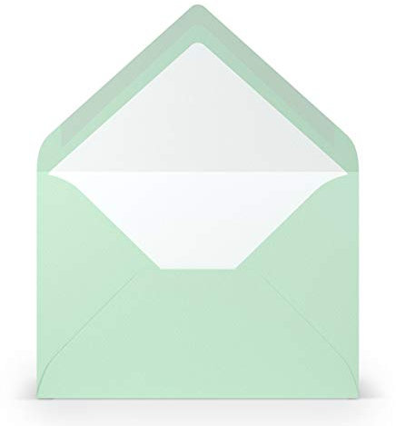 PAPERADO 75 Briefumschläge DIN B6 Mint gerippt Eukalyptus Hell-Grün - 100 g/m² Kuvert Ohne Fenster 17,8 x 12,5 cm - Umschläge mit Nassklebung spitze Klappe