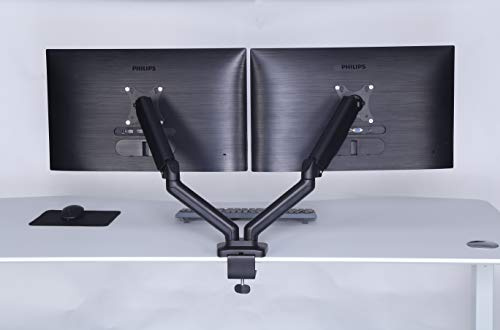 ApexDesk Dual Monitor Arm Desk Mount – Adjustable Height Gas Spring – VESA Mount with C Clamp & Mounting Base – Computer Monitor Stand for Screen up to 32 inch – Holds up to 20 lbs.