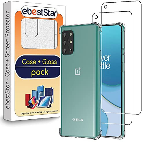 ebestStar - Hülle für OnePlus 8T, Silikon Handyhülle, Klar TPU Schutzhülle, verstärkten Rändern und Ecken, Transparent + Panzer Schutz Glas x2