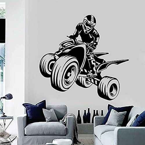 QIANGTOU Quad Bike Wandtattoo Racing Rider Sport Vinyl Aufkleber Mann Höhle Jungen Zimmer Home Interior Decor Art Wallpaper 43x42cm