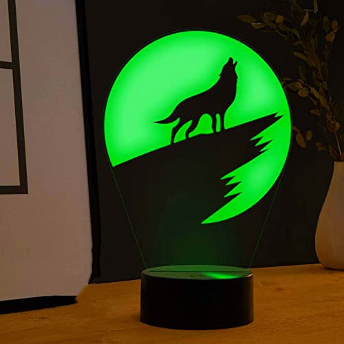 Jinson well 3D Wolf led Lampe optische Illusion licht Nachtlicht 7 Farbwechsel Touch Switch Tisch Schreibtisch Dekoration Lampen mit Acryl USB Spielzeug