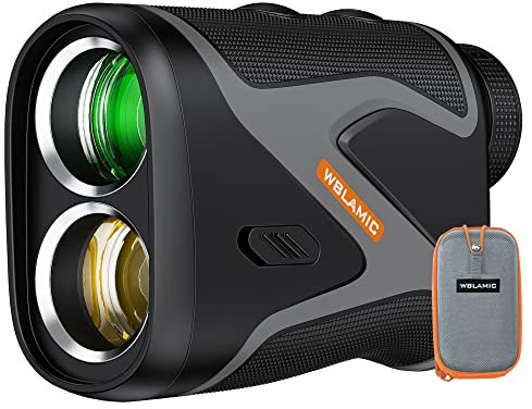 Telémetro de golf de 1100 yardas con pendiente, buscador láser WBLAMIC para golf y caza con bloqueo de poste de bandera, vibración de bloqueo de mástil, aumento 6X, recargable, IP54 a prueba de agua y