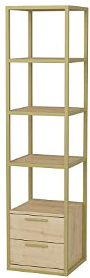 DECOROTIKA - Robins 160 cm Tall Modern Accent Ladder Style Bookcase Bookshelf Shelving Unit - Colour Options (Gold/Oak)