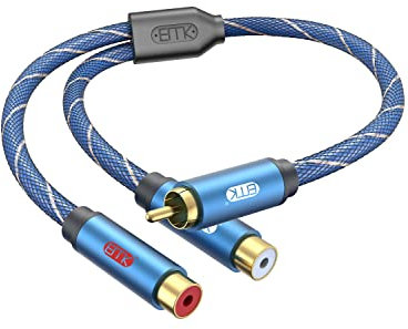 EMK RCA Y Adapter Splitter Cable, 1 Male to 2 Female Stereo Audio Extender Cord for Home Theater/Television/Sound bar/Blu-ray Player/Amplifiers/Speaker/Hi-Fi Systems(9.8ft/3m)