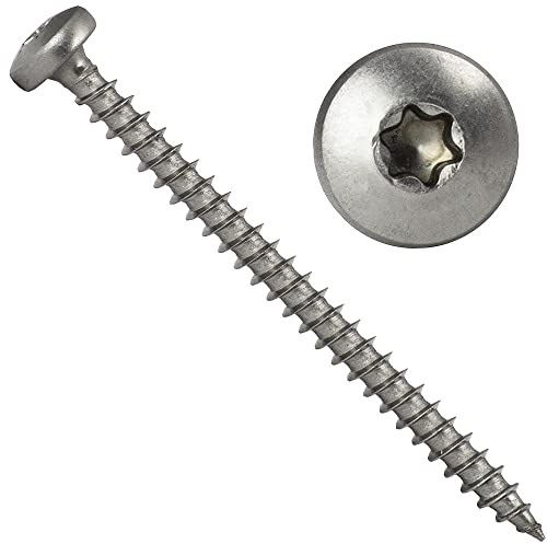 OPIOL QUALITY® Spanplattenschrauben mit Rundkopf und verstärktem Kopf TORX 6x60 mm aus Edelstahl A2 V2A (20 Stück) Linsenkopfschrauben TX Vollgewinde Holzschrauben