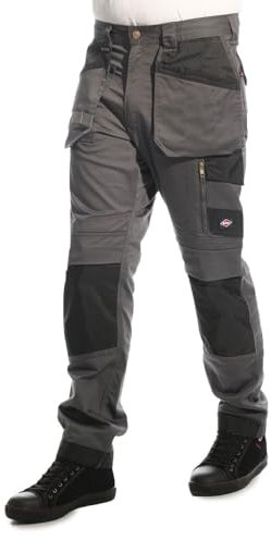 Lee Cooper LCPNT245 Men's Workwear Stretch Cargo Pants, Grey, 36W / 31L