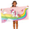 FEELJAM Strandtuch Einhorn 70 x 140 cm Kinder Badetuch Schnelltrocknendes, M?dchen Damen Schwimmen Duschtuch - Regenbogenbrücke & Einhorn