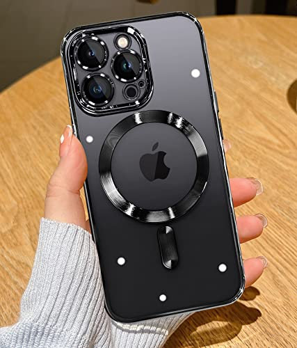YisrLery Clear Magnetic für iPhone 14 Pro Hülle [Kameraschutz Eingebaut] Weiche TPU Silikon Handyhülle mit Mag Safe [Nackte iPhone Äußere] Kratzresistente Stoßfest Magnetische 6,1’’- Schwarz