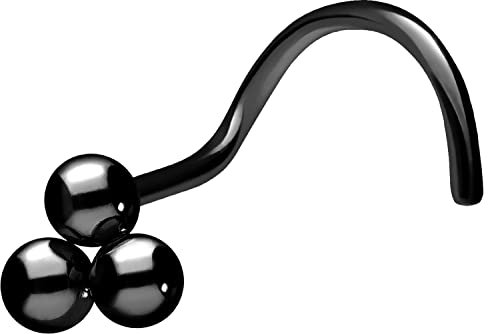 PIERCINGLINE Titan Nasenpiercing Spirale 3 KUGELN Nasenstecker Schwarz