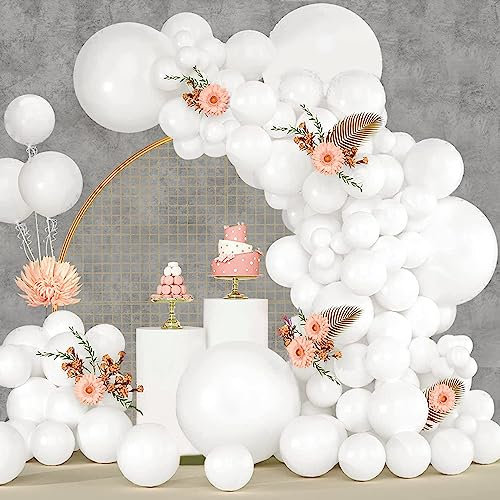 Luftballons Weiß, 120 Stück Girlande, 18 12 10 5 Zoll Ballons für Geburtstag, Babyparty, Hochzeit, Abschlussfeier, Party Deko