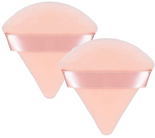 Dreieck Makeup Puderquaste, 2/4 Stück Gesicht Schwämmchen Powder Puff, Waschbar Wiederverwendbar Makeup Sponge, Nass Trocken Make up Werkzeug für Loses Puder oder Foundation Rouge 2 Stück (Rosa)