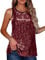 Zeagoo Damen Pailletten Tops Ärmelloses Rundhals Sparkle Trägershirt Club Tank-Tops Shirt Vest Shirt Für Frauen Weinrot S