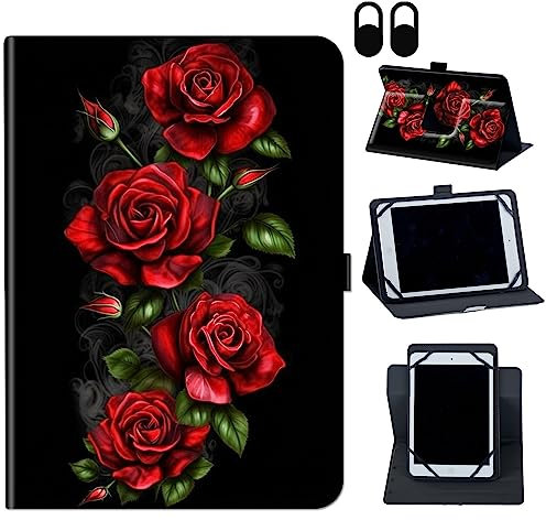 for Lenovo 8.0 Inch Tab M8 Gen 3 2022/Smart Tab M8 Gen 3 2022/Tab M8 HD LTE 2021/Tab M8 HD/Tab M8 FHD 2019,360 Degree Rotating Case Protective Cover,for Lenovo M8 8 Tablet,Red Roses Flowers