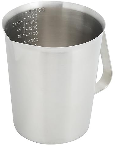 Misurino da 1500 Ml, Misurino in Acciaio Inossidabile con Scala Trasparente, Misurino per Liquidi in Metallo, Caraffa Graduata Riutilizzabile con Manico, Misurino Multifunzione per la Cottura in Cucin