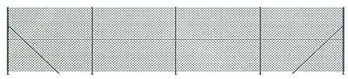 vidaXL Chain Link Fence with Floor Flange - Galvanized Steel with PVC Coating - 1.8x10m - Green - Ideal for Property Barrier or Animal Enclosure