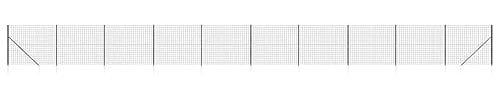 vidaXL Clôture en Treillis Métallique et Ancrage, Panneau de Clôture Décoratif, Barrière de Protection Jardin Patio Extérieur, Anthracite 1,4x25 m