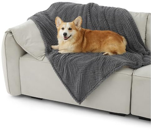 BEDSURE Waschbar Hundedecke Grosse Hunde - 120x100 cm Hundedecke Sofa aus Coral Fleece, Hundedecke Flauschig und Weich, Katzendecke für Katzen, Haustier Decke für Unterwegs, Bed, Sofa, Dunkelgrau
