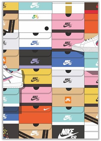 Hypebeast Sneaker Box Poster - Schuhkarton Wand Zimmer Dekor Poster für Männer Jungen Cool Art A3 Druck Wohnheim Schlafzimmer Dekoration für Teen Mädchen Gym Schuhe Design Kollektion für Teenager