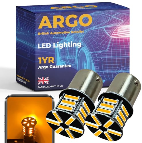 Argo 382 P21w Indicator Bulbs Led 21 Smd Ba15s 1156 12v | 21w 7506, Orange Amber, Direction Turn Signal Hazard Light, Halogen Glass, Headlight Bulb, Car Van, Motorbike Motorcycle