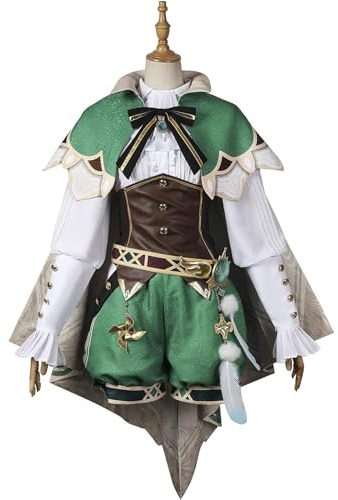 DJFOG Genshin Impact Venti Cosplay Costume Venti Cosplay Outfits Genshin Impact Cosplay Adult Cosplay Costume for Halloween,Green,M