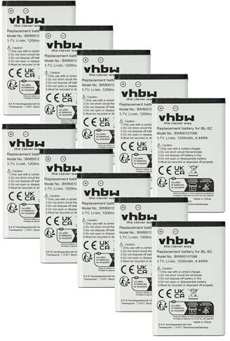vhbw 10x Akku kompatibel mit Belkin Tizi Mobile DVB-T Tuner Handy Smartphone Telefon (1200 mAh, 3,7 V, Li-Ion)