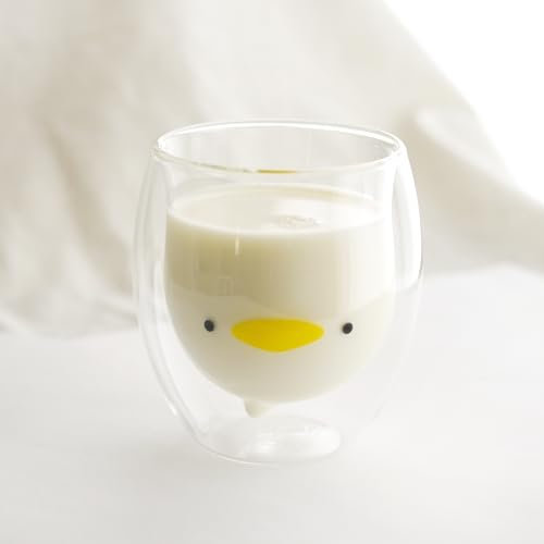 CAPACITEA Duckling Clear Mug, Heat Resistant Double Wall Insulated Mug, 250ml for Hot and Cold Drinks Juice Tea Cappuccino