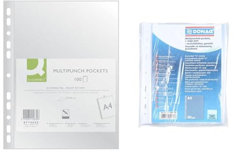 Q-Connect KF15632 Prospekthülle/Klarsichthüllen Genarbt A4-100 Stück & DONAU Prospekthüllen DIN A5 / 100 Stück